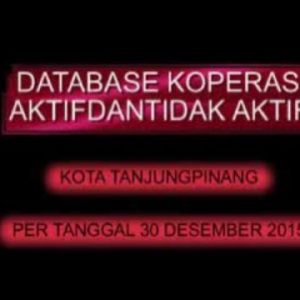 DATABASE  KOPERASI YANG AKTIF DAN TIDAK AKTIF SE-KOTA TANJUNGPINANG PER TANGGAL 31 AGUSTUS 2016