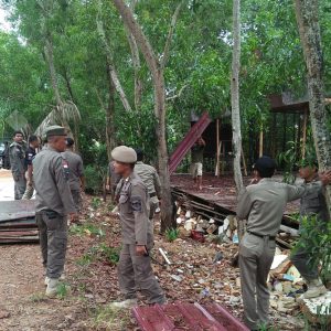 Satpol PP Bongkar Bangunan Dikawasan Mangrove