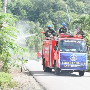 Satgas Covid-19 Lantamal VIII Kembali Lakukan Penyemprotan Disinfektan