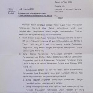 Penumpang Menuju Batam Wajib Penuhi Syarat Surat Bebas Covid-19