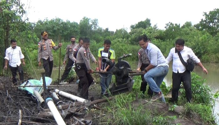 Belasan Alat Penyedot Pasir Dan 1 Pelaku Tambang Pasir Ilegal Diamankan