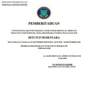 IGD Rumkital Ditutup Sementara 4 Hari