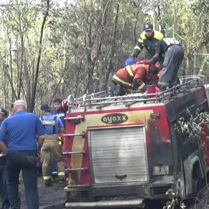 1 Unit Mobil Damkar Terbakar Di Hutan Lindung Bukit Kucing