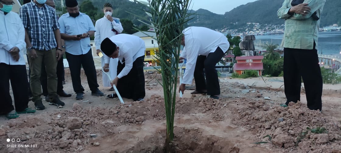 Gubernur Kepri Tanam Kurma Di Halaman Masjid Agung Baitul Makmur Tarempa