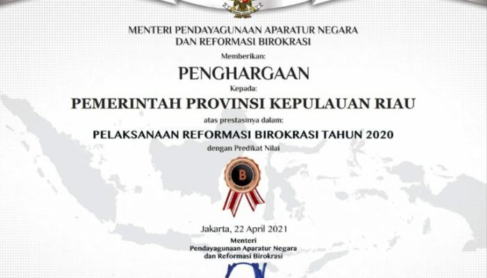 Reformasi Birokrasi Dan Akuntabilitas, Pemprov Kepri Terima Nilai BB Dari KemenPANRB