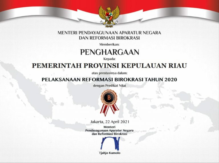 Reformasi Birokrasi Dan Akuntabilitas, Pemprov Kepri Terima Nilai BB Dari KemenPANRB
