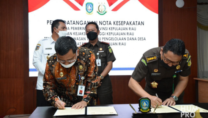 Pemprov Kepri Dan Kajati Kepri Teken Nota Kesepakatan Pengawasan Terpadu Dana Desa