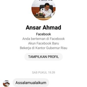 Beredar Di Medsos, Akun Facebook Palsu Mengatasnamakan Gubernur Kepri