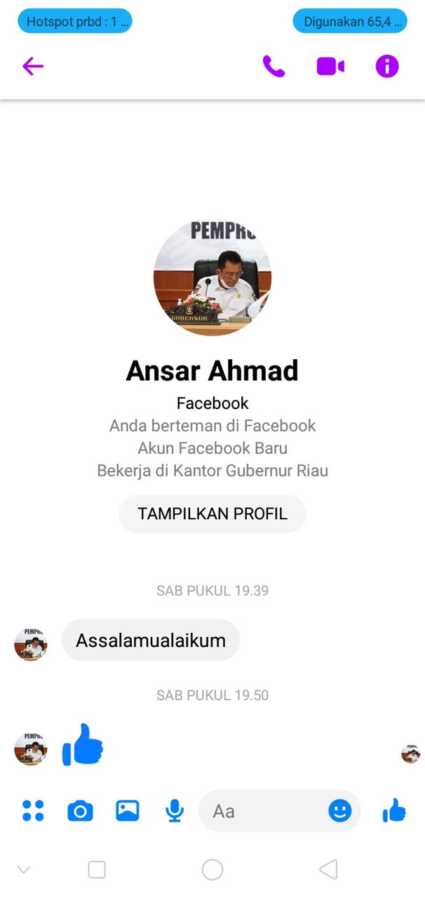 Beredar Di Medsos, Akun Facebook Palsu Mengatasnamakan Gubernur Kepri