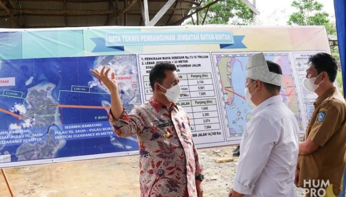 Gubernur Ansar dan Wamen ATR Tinjau Landing Point Jembatan Babin di Lobam