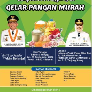 HUT Kepri ke-20, Pemprov Kepri Akan Gelar Pasar Murah di Tanjungpinang, Catat Tanggalnya !