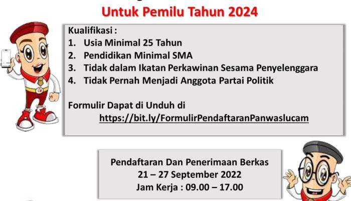 Yuk Cepat Daftar, Perekrutan Panwascam Pemilu 2024, ini prosesnya !