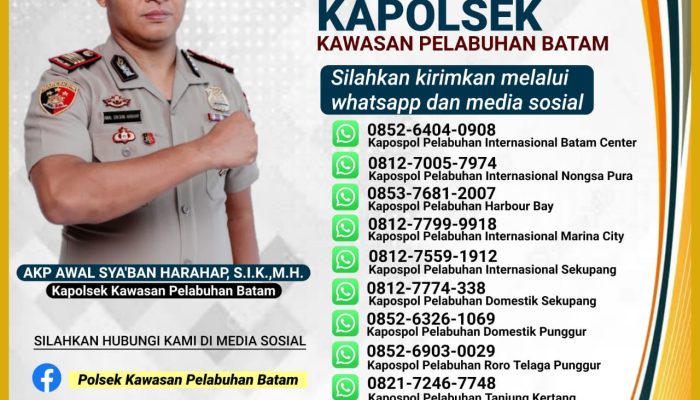 Polsek Kawasan Pelabuhan Batam Layani Pengaduan Gunakan WA Dan Medsos