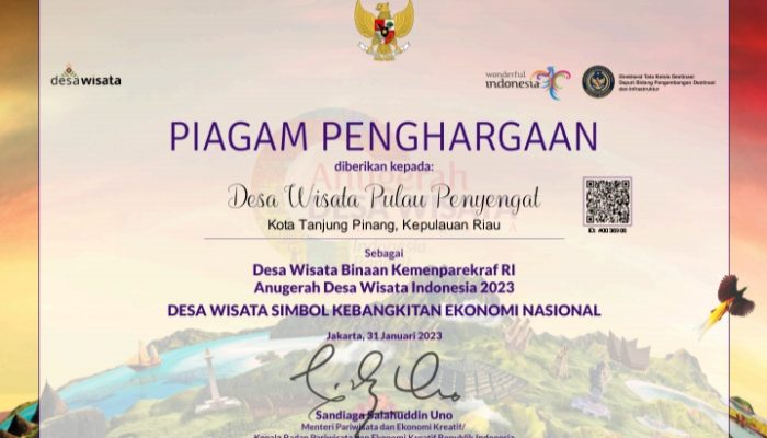 ADWI 2023, Pulau Penyengat Terima Penghargaan Desa Wisata Binaan Kemenparekraf