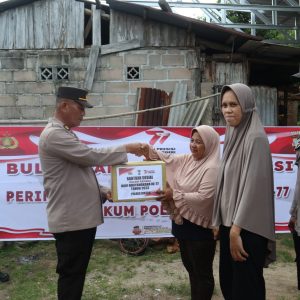 Sambut HUT Bhayangkara Ke-77, Polres Bintan Salurkan Paket Sembako 