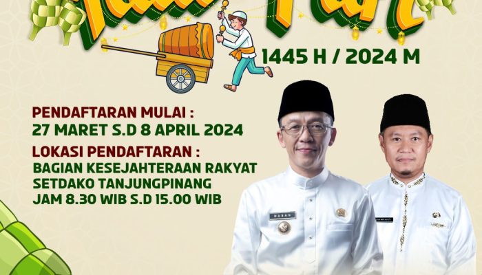 Pemko Tanjungpinang Buka Pendaftaran Peserta Pawai Takbir Idul Fitri 1445 H