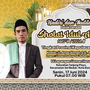 Gubernur Ansar Akan Menjadi Khatib Sholat Idul Adha di Batam