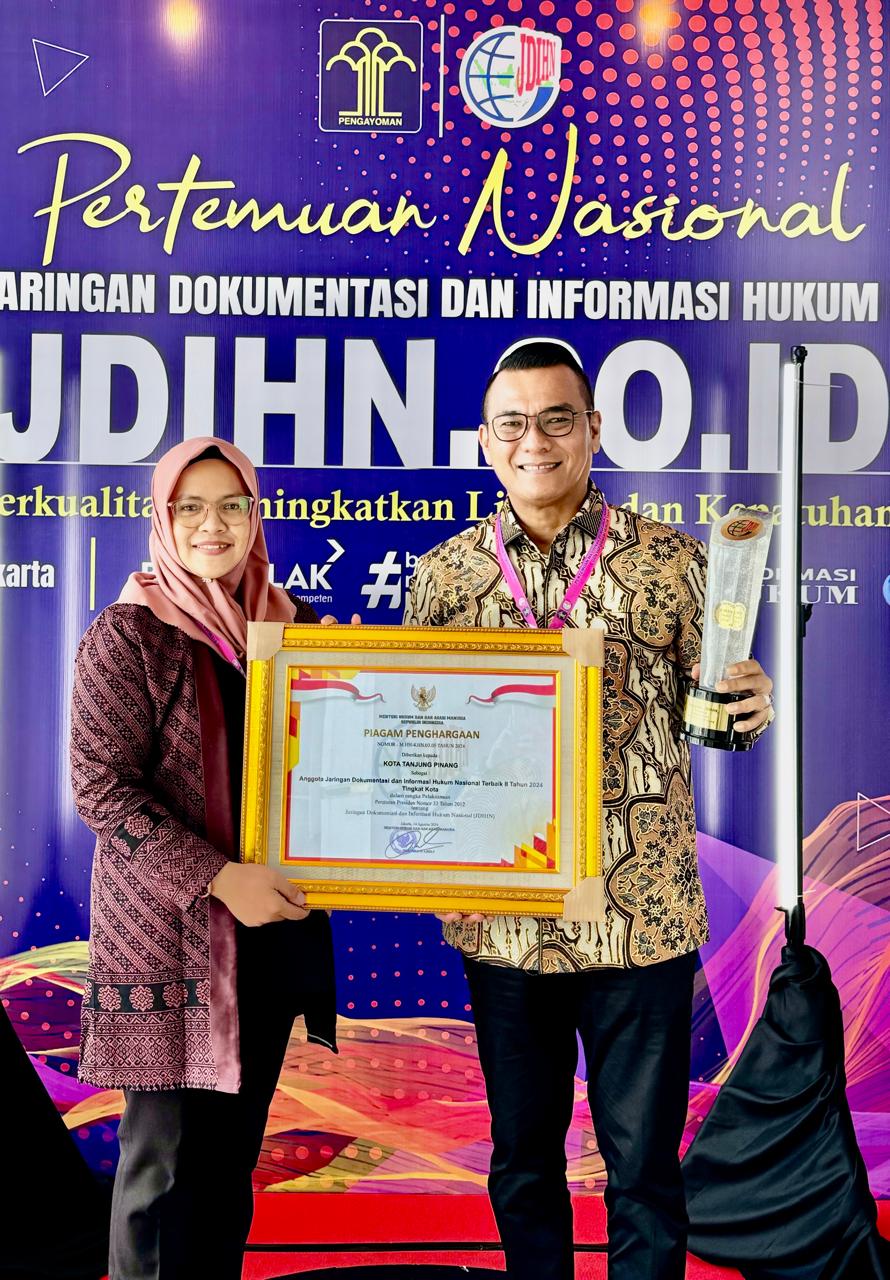 Pemko Tanjungpinang Juara Terbaik Kedua JDIHN Awards 2024
