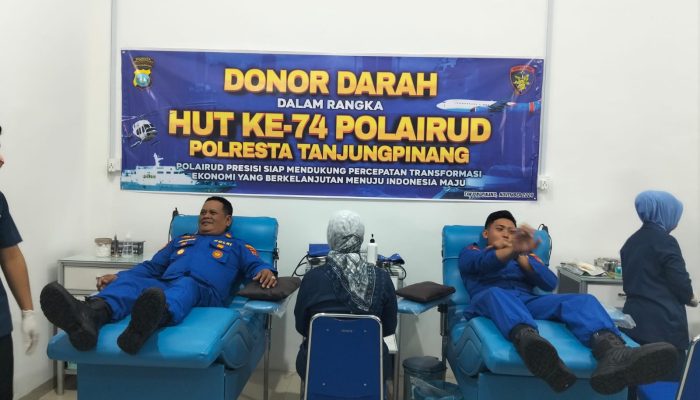 Sat Polairud Polresta Tanjungpinang Ikuti Donor Darah Sambut HUT Polairud Ke-74