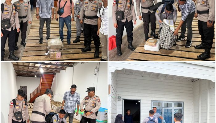 Polres Anambas Kawal Surat Suara Pengganti Yang Rusak dari Pelabuhan Ke Gudang KPU