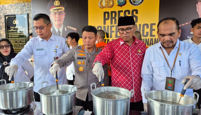 Polresta Tanjungpinang Musnahkan Sabu 9,6 Kg dari 2 Tersangka 