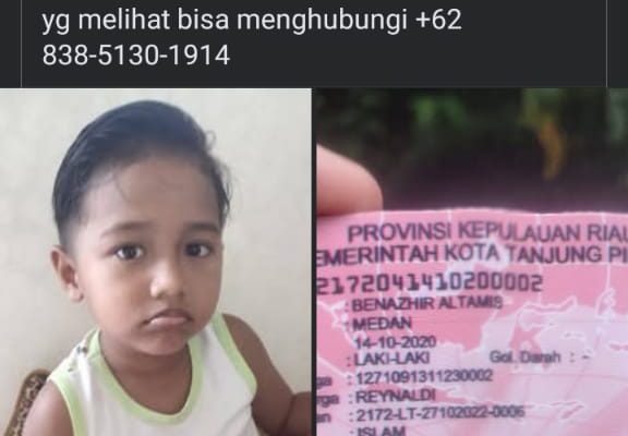 Seorang Anak di Tanjungpinang Dikabarkan Diculik Orang Tak Dikenal