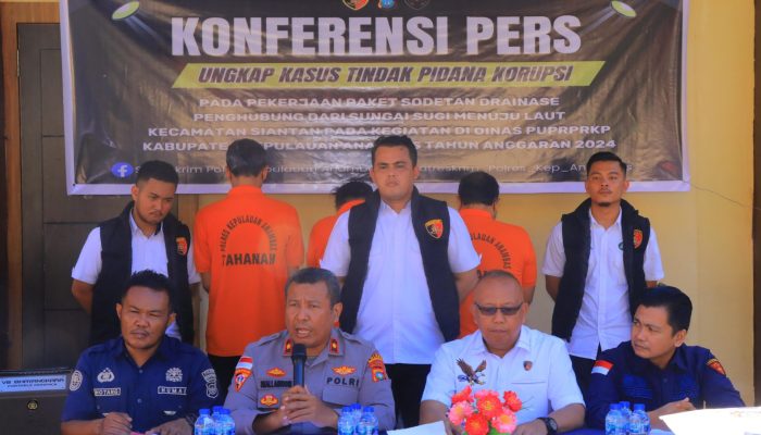 Rugikan Keuangan Negara Rp2,7 Miliar, Polres Anambas Tahan 3 Tersangka Proyek Sodetan
