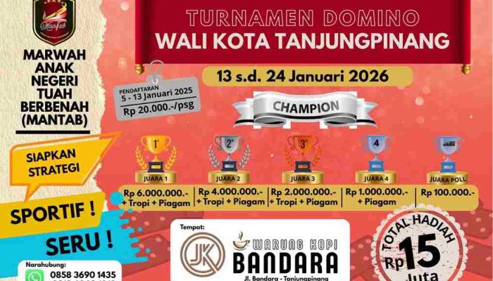 MANTAB Akan Gelar Turnamen Domino Walikota Tanjungpinang, Hadiah Total Rp15 Juta