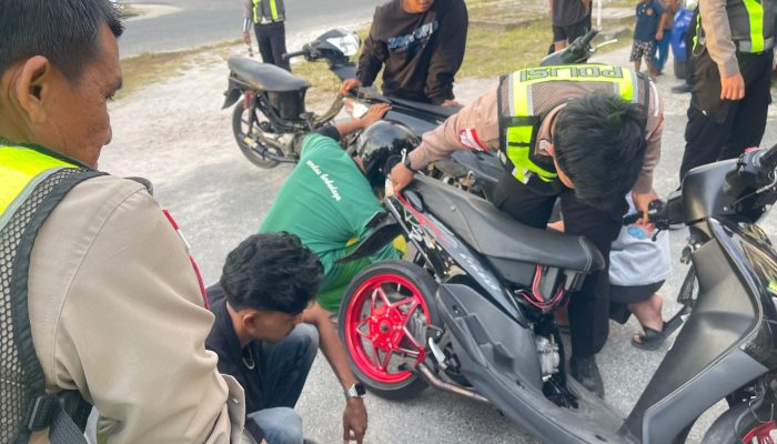 Satlantas Polres Natuna Kembali Tertibkan Knalpot Brong, 18 Unit Diamankan