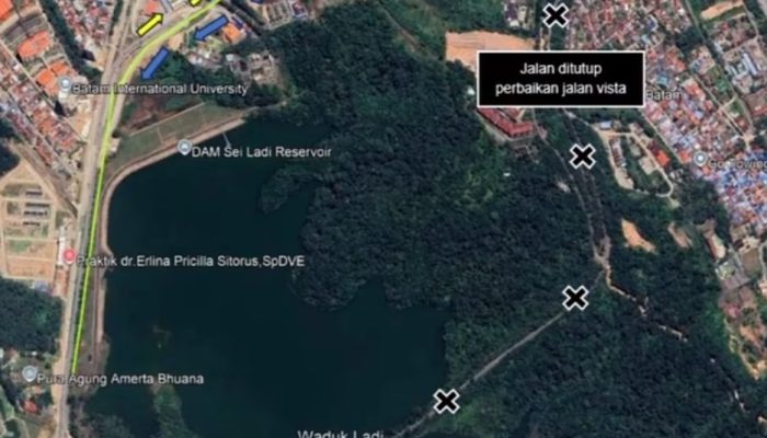 Jl. Gajah Mada Batam Ditutup Sementara, BP Batam Lakukan Perbaikan Jalan Vista