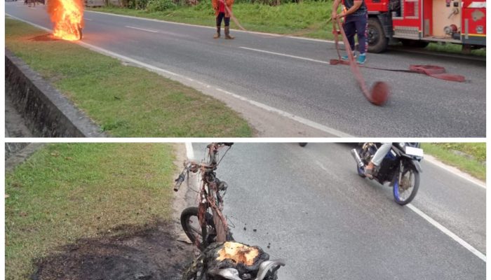 Aksi Cepat Damkar Natuna Cegah Api Meluas dari Motor Terbakar
