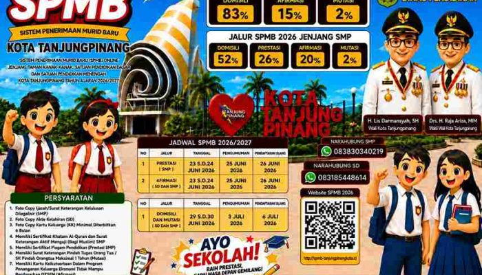 Kadiskominfo Tanjungpinang: Pendaftaran SPMB Online TA 2026/2027 Tanpa KK Ber-Barcode 