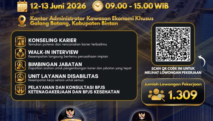 Job Fair Bintan 2026 Dibuka, Tersedia 1.309 Lowongan Pekerjaan Bagi Pencari Kerja
