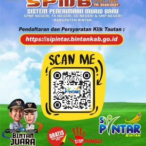 Aplikasi Si-Pintar, Pendaftaran SPMB Online TP 2026-2027 Bintan Dimulai