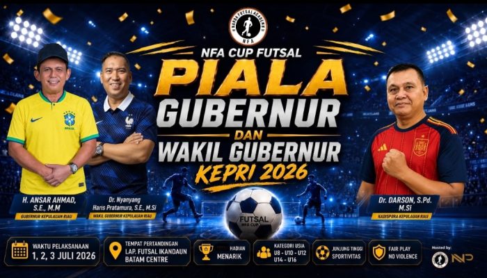 Turnamen Futsal Gubernur dan Wagub Kepri Cup Digelar 1-3 Juli 2026 di Batam
