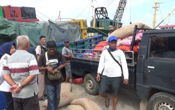 120 Sak Bawang Dibongkar dari KLM Usaha Mandiri 9 di Pelabuhan Sri Payung 