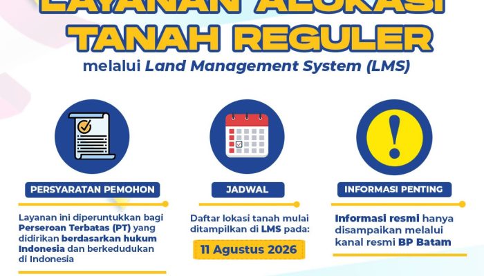 BP Batam : Layanan Alokasi Tanah Reguler Melalui LMS, Waspadai Penipuan Atasnama Institusi