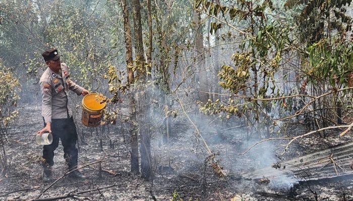 Polsek Tanjungpinang Timur-Damkar Tangani Kebakaran Lahan di Jalan Kuantan