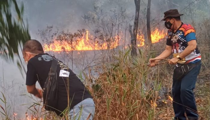 Polresta Tanjungpinang Bersama Damkar Padamkan Kebakaran Lahan 4 Hektare di Dompak