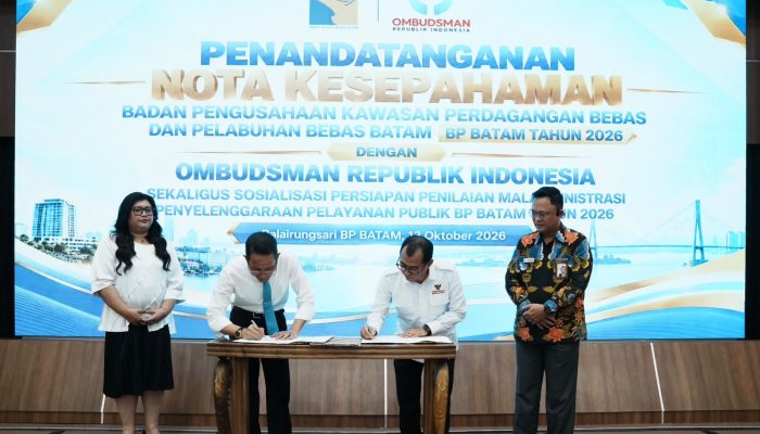 BP Batam dan Ombudsman RI Teken Nota Kesepahaman Perkuat Pengawasan Pelayanan Publik